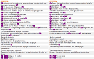 Screenshot of Trados Studio showing a bilingual XML editing method with side-by-side comparison of source and target segments, including segmentation and automatic alignment indicators.