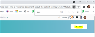 Trados Studio interface with a search bar displaying a magnifying glass icon and a warning symbol. A 'New' button is visible in the bottom right corner.