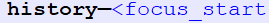 Screenshot showing 'history' followed by a dash and the text 'focus_start' in Trados Studio.