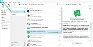 Trados Studio screenshot showing the 'Add Translation Provider' window with 'SDL Machine Translation Cloud' selected and an information tooltip visible.