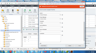 Screenshot of a Content Manager window with an error dialog box stating 'An unexpected failure occurred. There is no Unicode byte order mark. Cannot switch to Unicode.'
