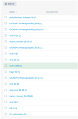Screenshot of Trados Studio showing a long list of server-based translation memories with scroll bar indicating more items below.