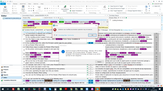 Trados Studio error message 'Connection to server failed' while trying to access client Termbase, with multiple project windows open in the background.