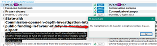 Screenshot of Trados Studio showing a segment of text with a character count tooltip displayed, indicating 417 characters in the segment.