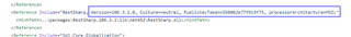 Screenshot of Trados Studio csproj file showing Google.Apis.Auth reference with a public token specified.