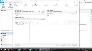 Trados Studio screenshot showing the 'Create a New Project' dialog with no visible errors or warnings.