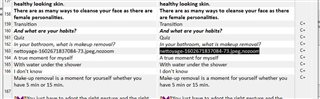 Screenshot of Trados Studio showing a side-by-side comparison of source and target text with an error message indicating that 'media:' has not been removed from all text instances.