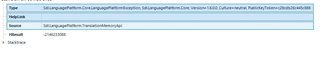 Screenshot of Trados Studio error message indicating a file path issue with the Translation Memory (TM).