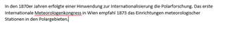Screenshot of a German text with a red underline indicating a grammar error on the compound word 'Meteorologenkongress'.