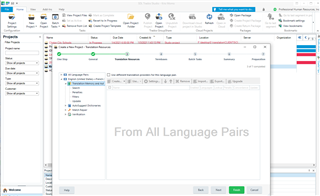 Trados Studio screenshot showing an error message 'One or more errors occurred' when trying to add MT Enhanced under All Language Pairs.