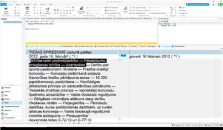 Screenshot of Trados Studio TM View with a document open showing text in a table format with multiple rows and columns. The interface is in English and there are no visible errors or warnings.