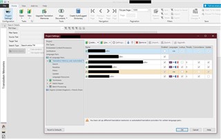 Screenshot of Trados Studio 2019 SR2 Freelance showing the TM View with a warning message about loss of information due to navigation away from the Editor View.