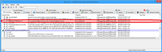 Screenshot of Autoruns application showing SDL Customer Feedback Service highlighted in red under the Logon tab, indicating it is set to auto-start.