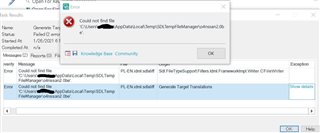 Error message popup in Trados Studio 2017 saying 'Could not find the file C:UsersAppDataLocalTempSdlTempEdtTempfilename.sdlxliff'.