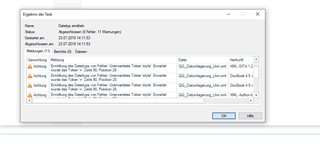Error message in Trados Studio showing 'An error has occurred while trying to determine the file version' for several XML files.