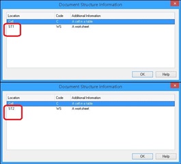 Screenshot of Trados Studio's Document Structure Information dialog with an error highlighted in red at location 'ST1'.