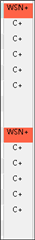 Screenshot of Trados Studio showing a vertical list of items labeled 'WSN' with red error indicators next to each item.