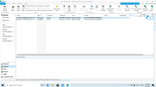 Trados Studio 2021 interface with an open project in the Projects view, analysis reports tab is active but shows no content.