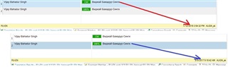 Screenshot showing Trados Studio with two entries highlighted, one with a date '20171219 16:04' and another with '20171128 16:04', indicating different years may cause duplication.