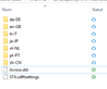 Trados Studio 2019 project files list with various file formats including ST4.sdlftsettings and Across.dst, all showing a status of 'OK' except for ST4.sdlftsettings which has a warning symbol.