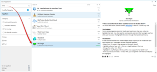 Trados Studio appstore integration page showing the Wordbird plugin with a green bird icon.