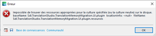 Error message in SDL Trados Studio stating that appropriate resources for the specified culture could not be found on disk for 'Sdl.TranslationStudio.TranslationMemoryMigration.UI.plugin'.