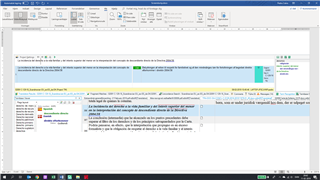 Enlarged screenshot of Trados Studio showing the term 'descendiente directo' in the source segment without red brackets, indicating it is not recognized by the termbase despite being listed on the left side.
