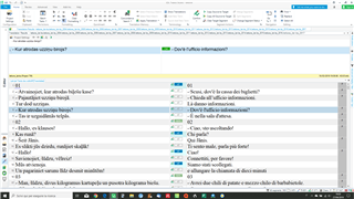 Trados Studio interface with Translation Memory (TM) visible on the right side, showing source and target language segments.