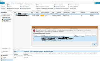 SDL Trados Studio project error dialog box showing 'An unexpected error occurred while detecting the file type: '.', hexadecimal value 0x00, is an invalid character. Line 39679, position 19.'