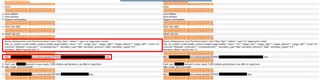 Trados Studio screenshot showing file type configuration with multiple lines of code highlighted in orange, indicating areas of unwanted text.