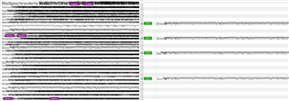 Screenshot of Trados Studio editor displaying text with random characters and symbols instead of the expected translation segments.