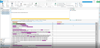 Trados Studio interface showing an XLIFF file with HTML code replaced by tags in the translation grid. No visible errors or warnings.
