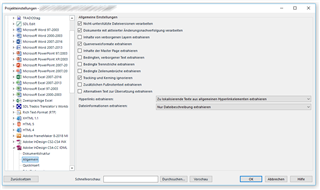 Trados Studio filetype settings window showing options for handling *.idml files, including checkboxes for various processing features such as 'Update alternative translations' and 'Exclude masterpage from translation'.