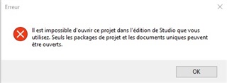 Error message in Trados Studio stating 'It is impossible to open this project in the Studio edition you use. Only project packages and standalone documents can be opened.'