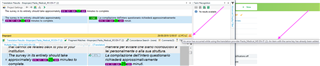 Screenshot of Trados Studio Editor showing TM view with two Translation Memories listed: 'thisproject' with a match returned, and 'Paola_Medical_3M' with no match found.