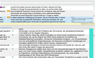 Screenshot of Trados Studio showing an additional column on the right of the TM results with a blue background Translation Unit displaying source and target file names for sdlalign files.