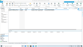 Image of Trados Studio 2021's Projects view where the analysis reports tab is selected but no data is displayed.