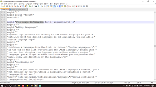 Screenshot of Trados Studio 2019 showing combined msgid and msgstr strings in a .po file with no visible errors.