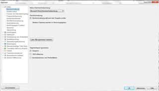 Trados Studio options menu with a warning message 'Grammar Checker is not supported for Serbian (Latin)'.