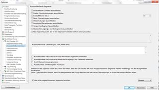 Trados Studio QA checker options with a focus on punctuation and segmentation settings.