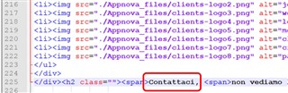 Close-up of HTML code highlighting a 'Contact' button, no visible errors or warnings.