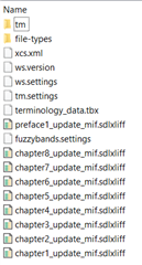 File Explorer window showing contents of a working wsxz project package with various file types including sdlxliff.