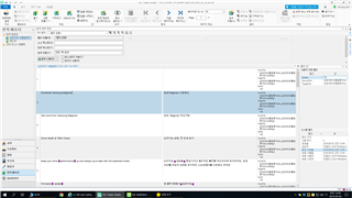 Screenshot of Trados Studio interface showing a Translation Memory view with English-Korean language pair, no visible error messages or red cross pop-ups.