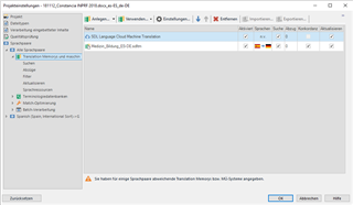 Trados Studio options window with Language Pairs, Translation Memory and Automated Translation settings, identical to the first screenshot.