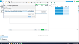 Trados Studio warning dialog box indicating 'The document contains a large number of words, which may slow down processing' with 'OK' and 'Cancel' buttons.