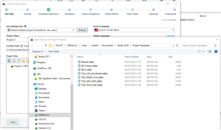 Trados Studio screenshot after deleting a template, showing the templates folder with remaining templates 'Default.sdltpl' and 'NAATI.sdltpl'.