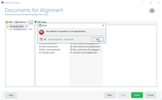Trados Studio error message 'The method or operation is not implemented' while adding target files to an alignment job.