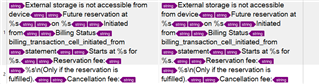 Trados Studio Editor view with incorrect segmentation, where multiple strings are combined into one segment.