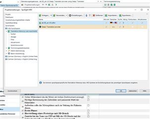 Screenshot of Trados Studio with an open project, displaying a message box indicating a successful connection to DeepL API without any errors.