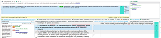 Screenshot of Trados Studio 2019 showing an error where the Spanish term 'descendiente directo' is not recognized in the translation memory despite being added, with a focus on the term list on the left and the main translation workspace.